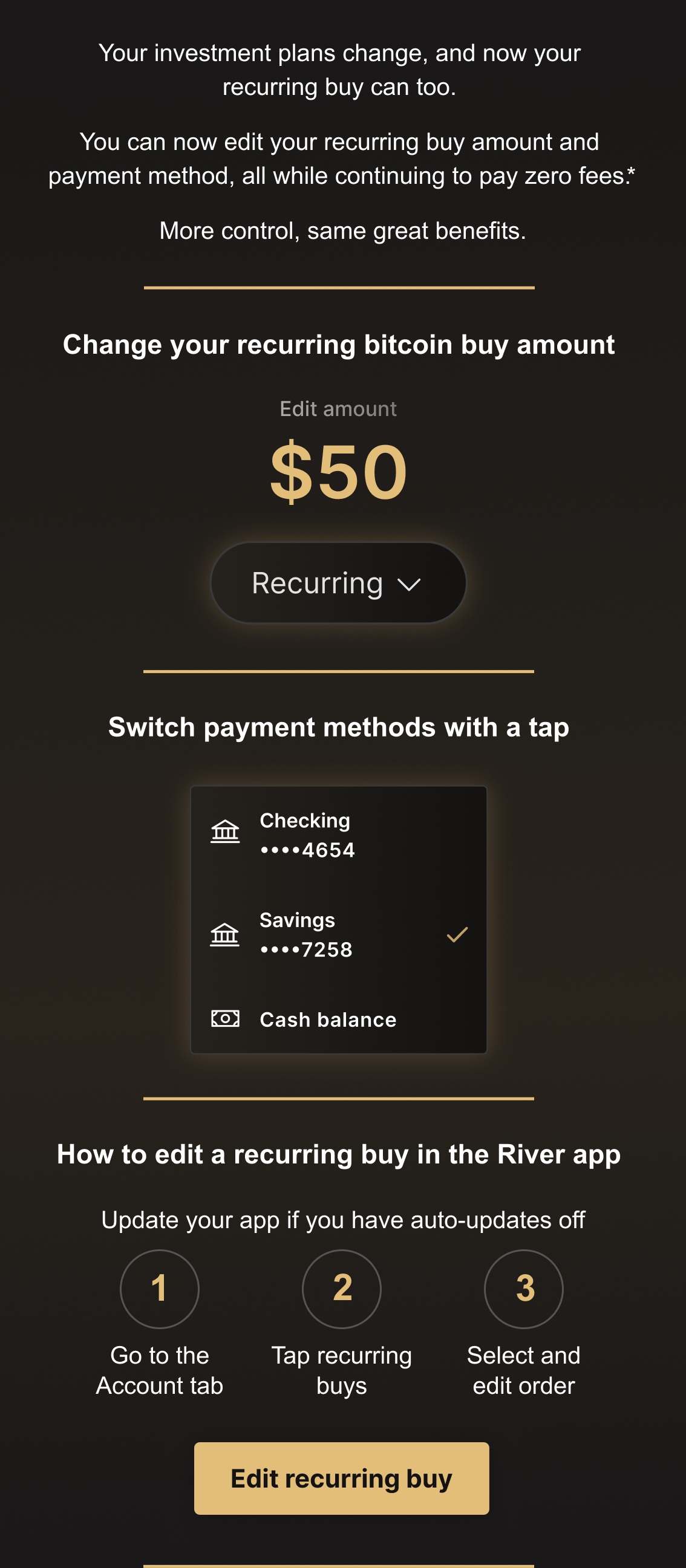 Edit your recurring buy