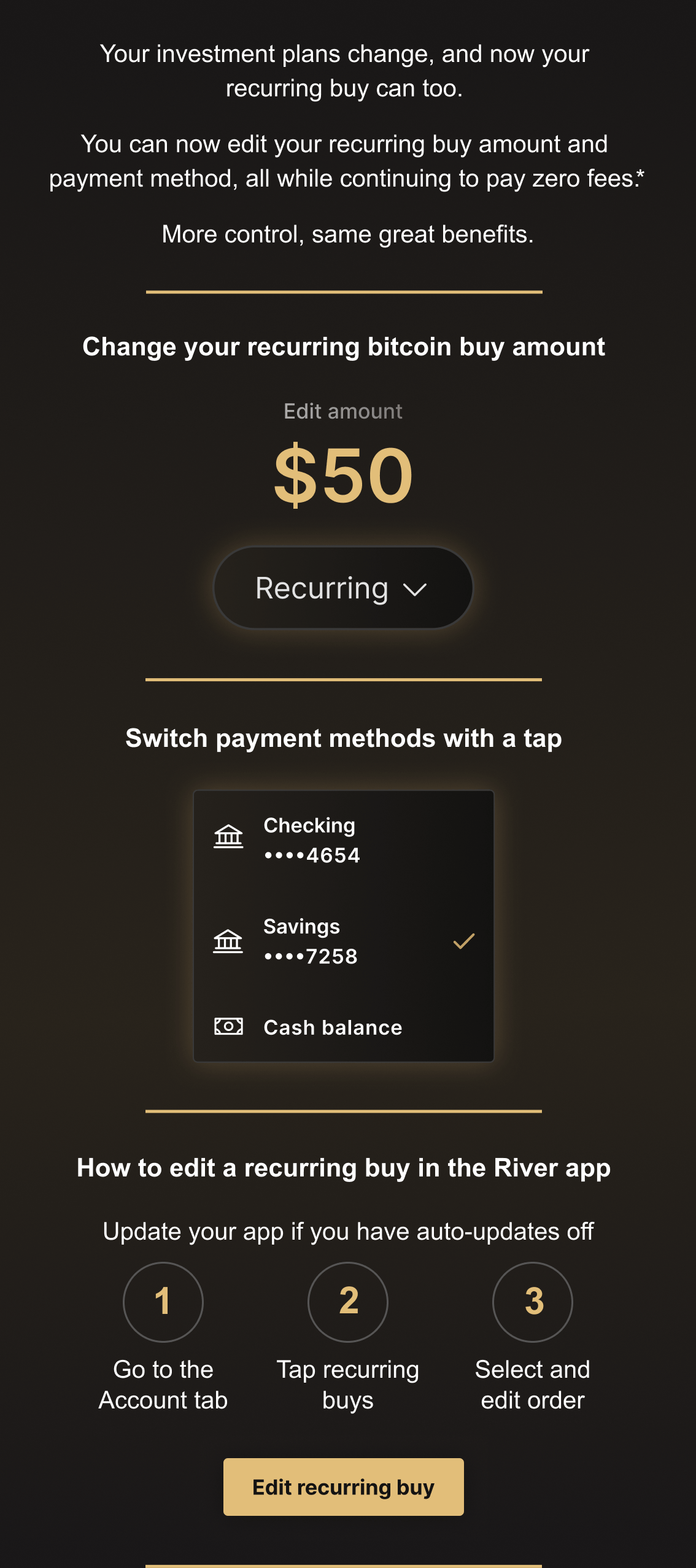 Edit your recurring buy